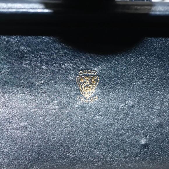 GUCCI Micro GG Canvas Shoulder Bag Vintage Navy Gold - Picture 15 of 16